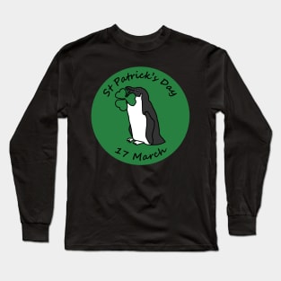 Penguin and Shamrock St Patricks Day Long Sleeve T-Shirt